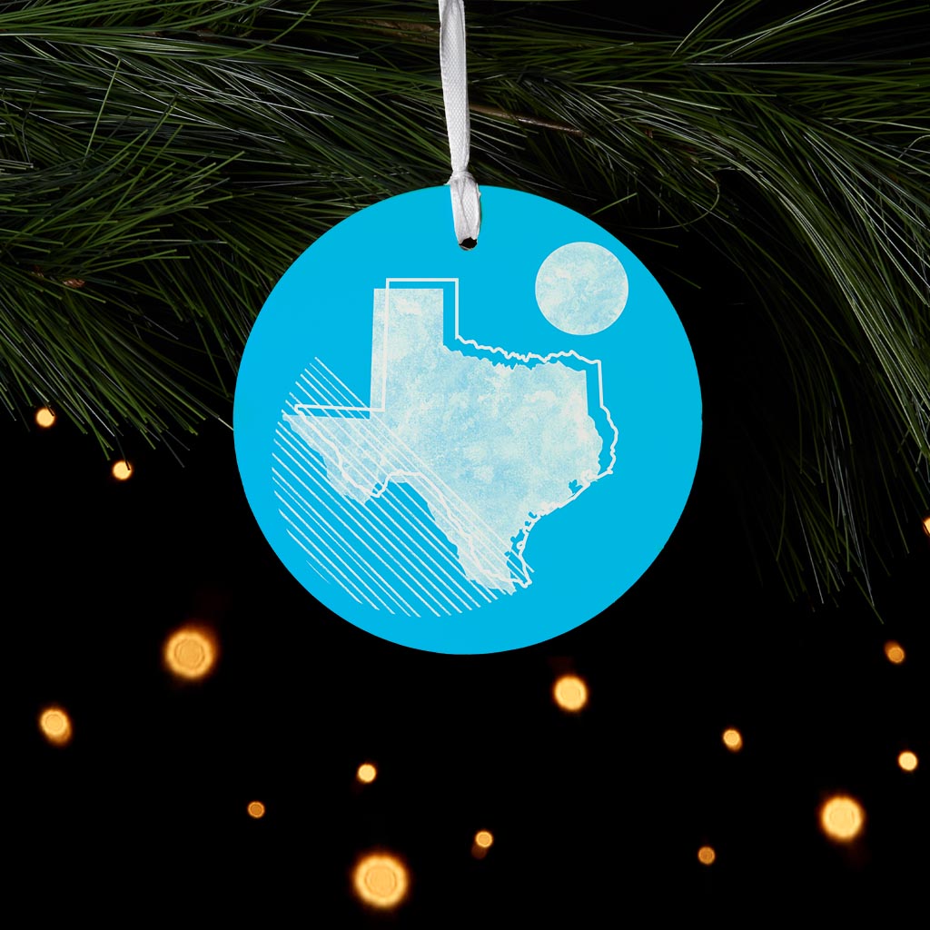 Bright Modern Geometric On Blue Texas| Wood Ornament | Eaches | Min 6