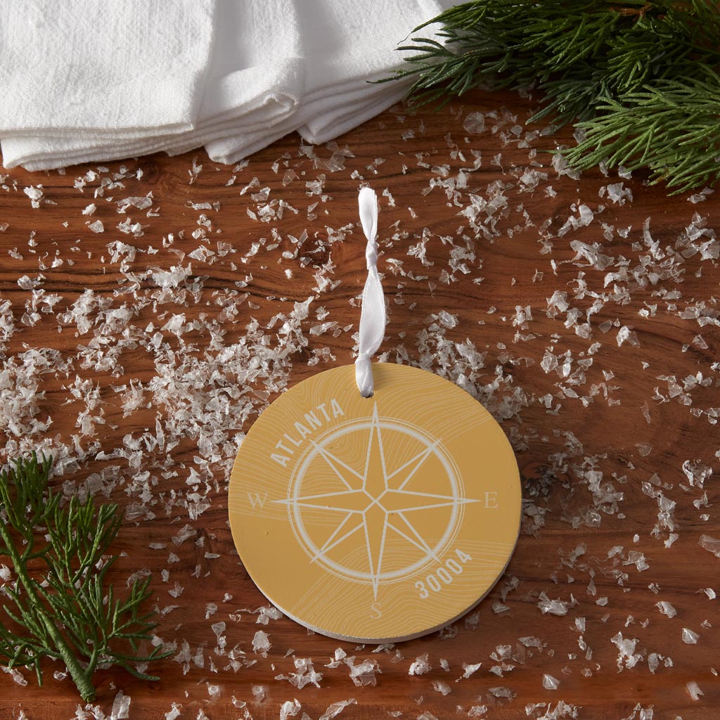 Boho Color Compass Zip On Yellow Georgia Atlanta | Wood Ornament | Eaches | Min 6