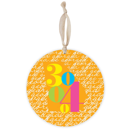 Bright Modern State Script Orange Georgia Atlanta | Wood Ornament | Eaches | Min 1