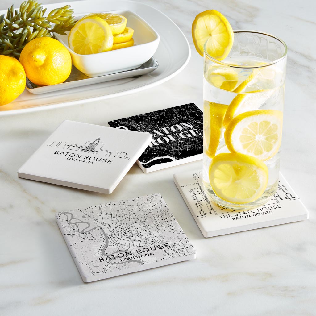 Minimalistic Baton Rouge| Absorbent Coasters | Set of 4 | Min 2