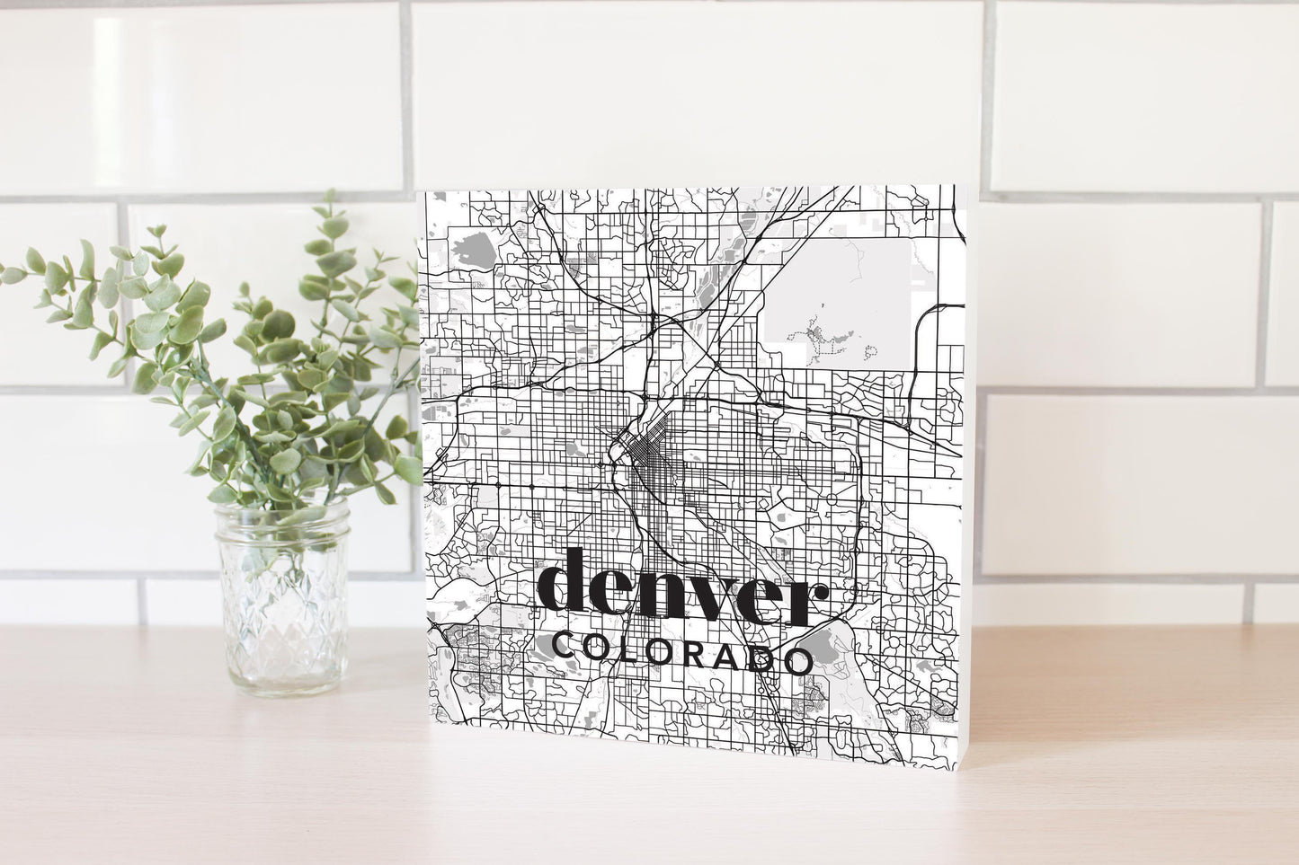 Black And White White Map Colorado Denver | Wood Block | Eaches | Min 2