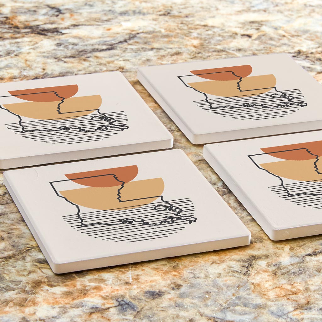 Vintage Groove Shape Stack Louisiana | Absorbent Coasters | Set of 4 | Min 2