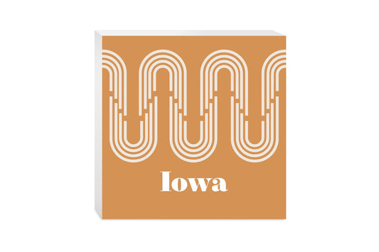 Vintage Groove Yellow Wave Lines Iowa | Wood Block | Eaches | Min 2