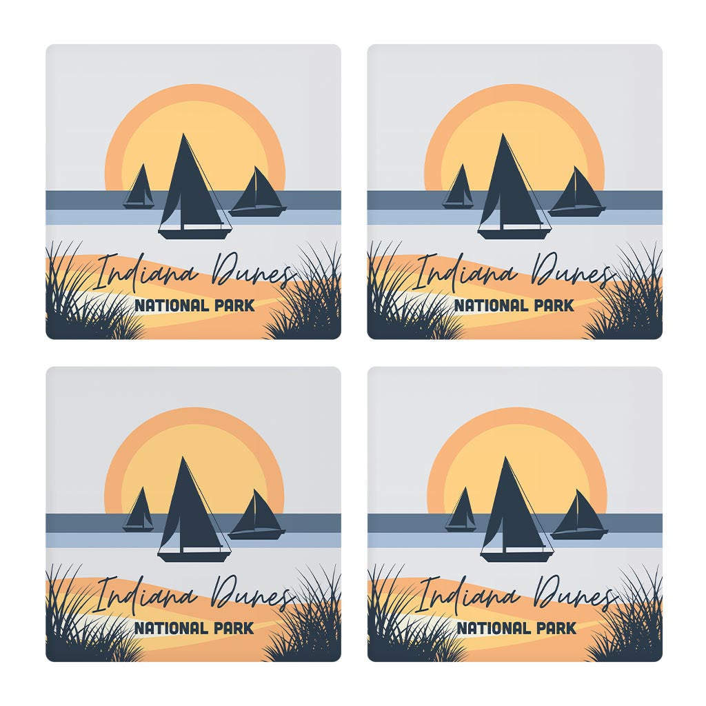 Indiana Dunes Sailboat Silhouettes | Absorbent Coasters | Set of 4 | Min 2