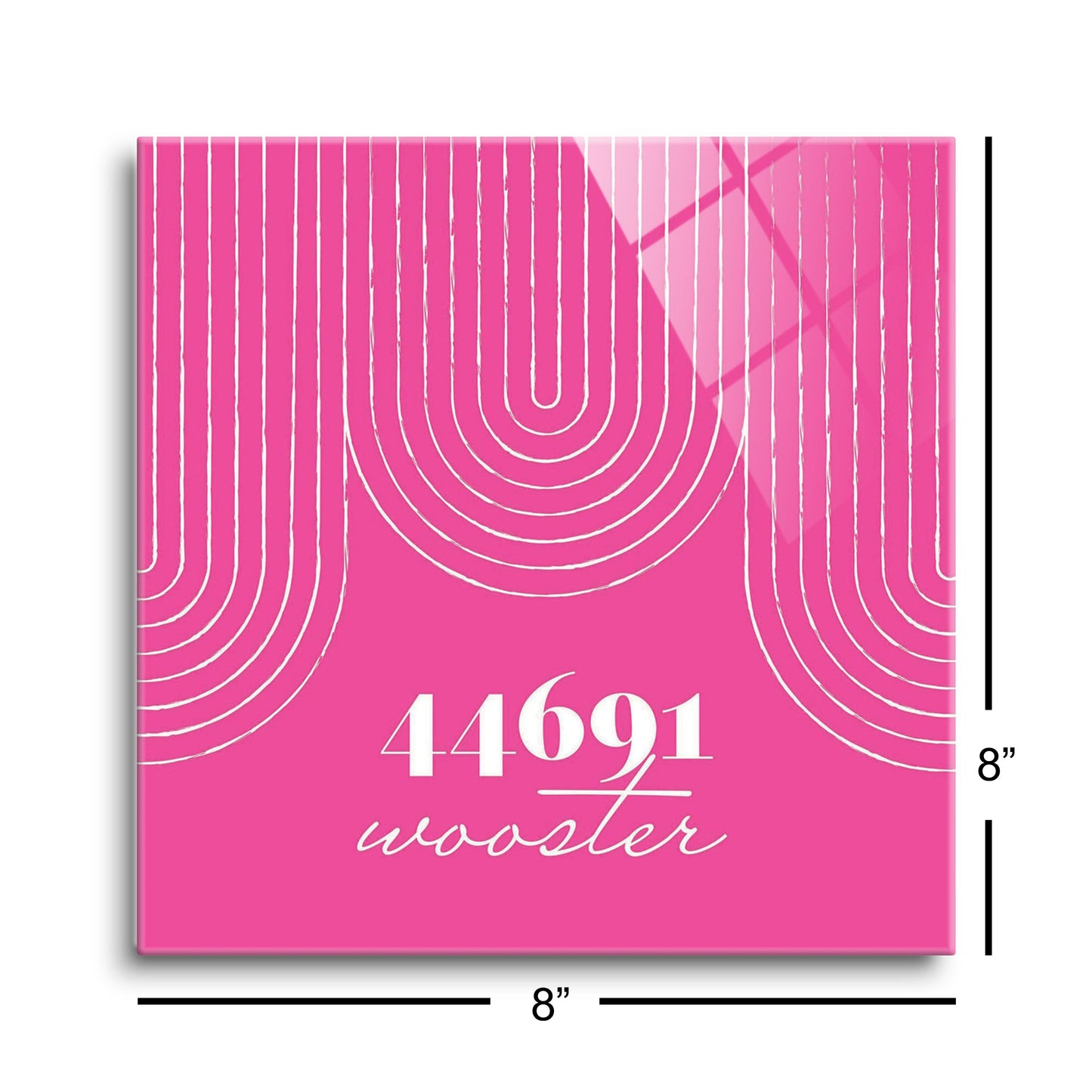 Bright Modern City Zip On Pink Ohio Wooster | Hi-Def Glass Art | Eaches | Min 2