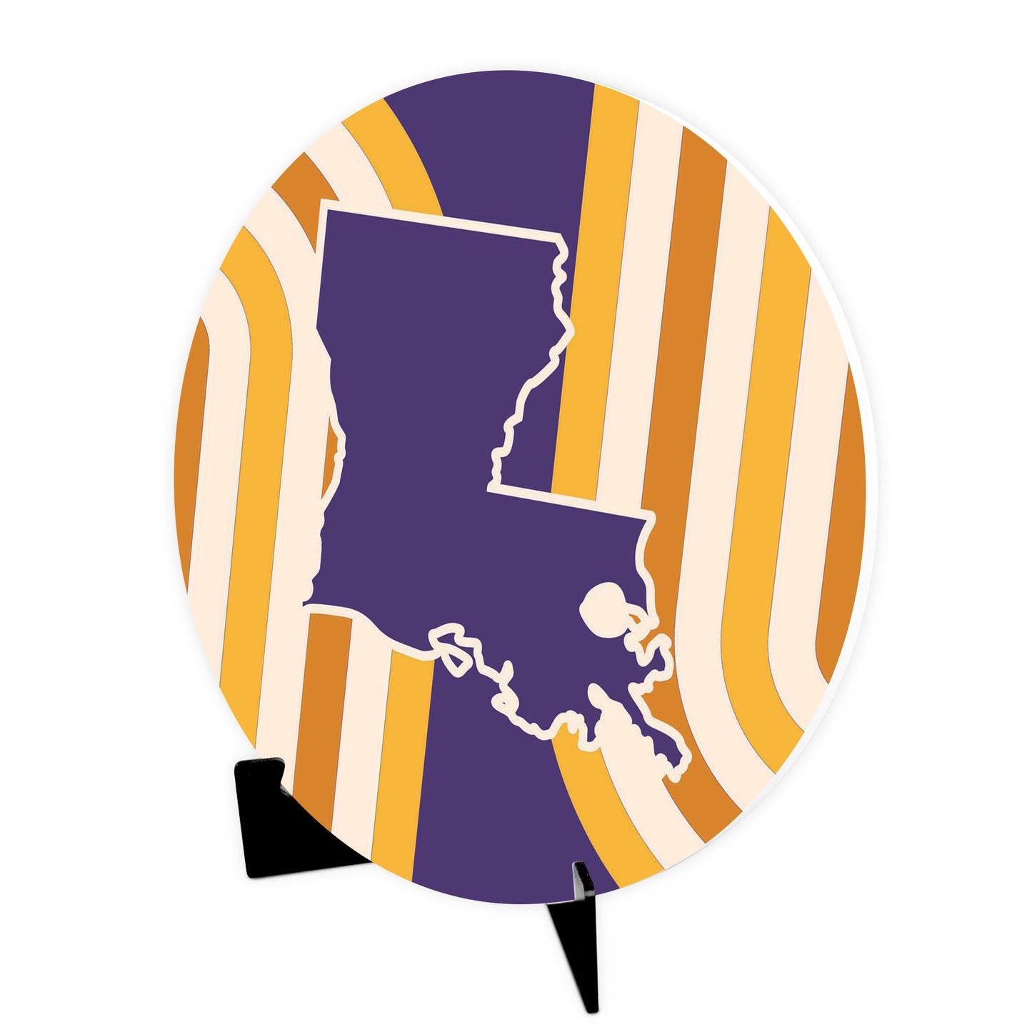 Purple Gold Louisiana Retro State Shape | Wood Sign | Eaches | Min 1