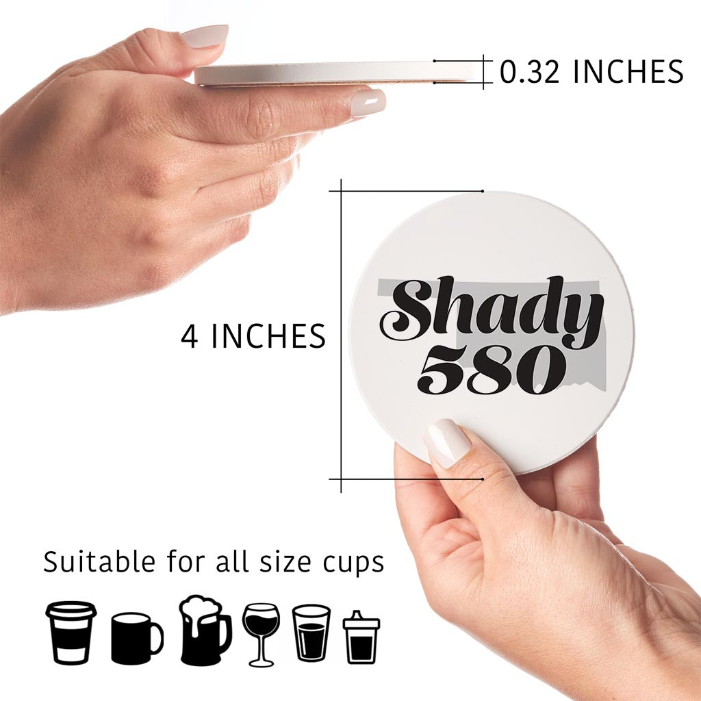 Minimalistic B&W Ardmore Ok Shady 580 White| Absorbent Coasters | Set of 4 | Min 2