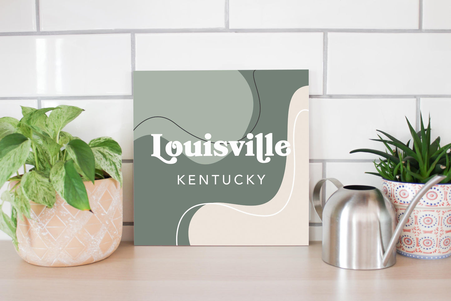 Vintage Groove Fluid Green Kentucky Louisville | Wood Sign | Eaches | Min 2