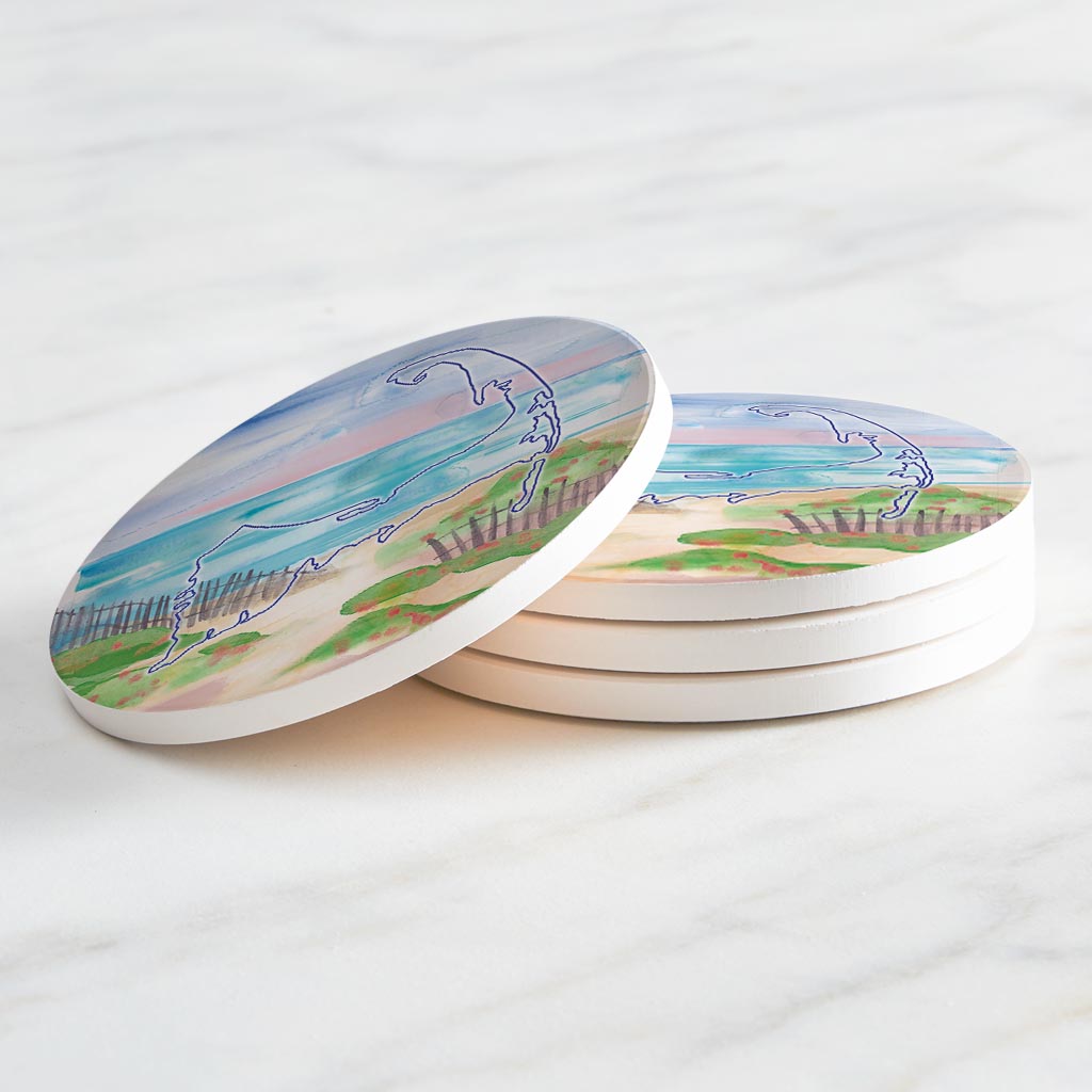 Watercolor Beach Scene | Absorbent Coasters | Set of 4 | Min 2