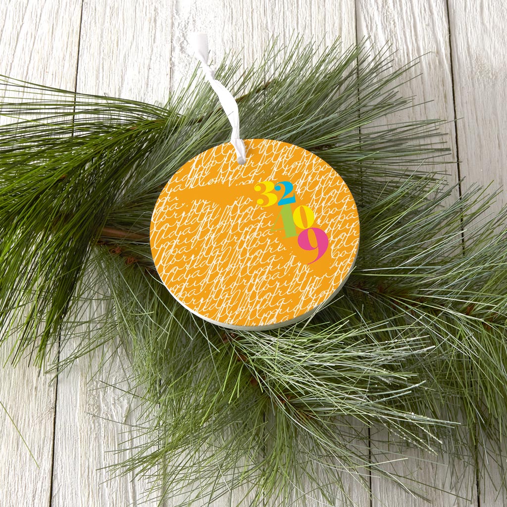 Bright Modern State Script Orange Florida Panama | Wood Ornament | Eaches | Min 6