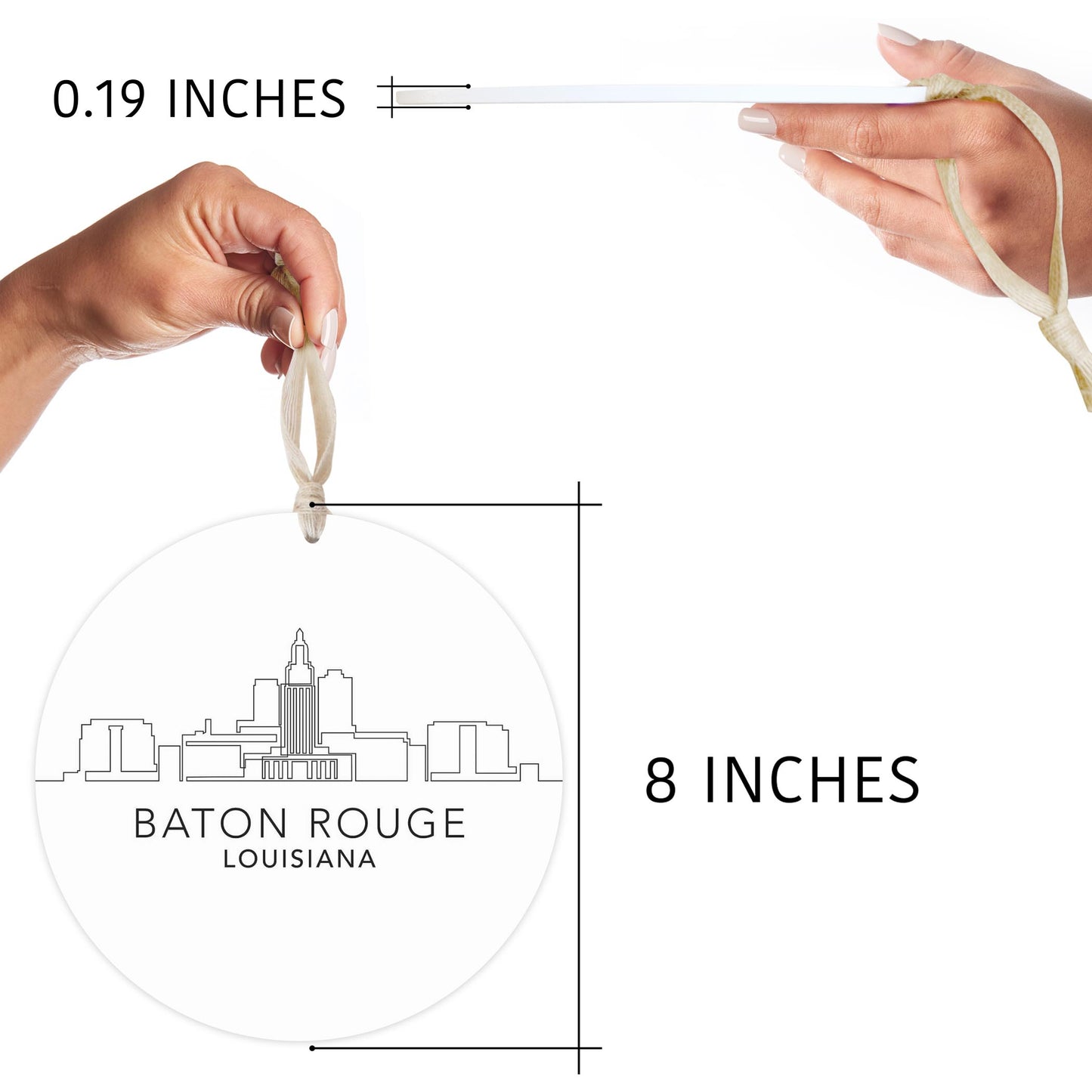 Minimalistic Baton Rouge Skyline | Wood Ornament | Eaches | Min 1