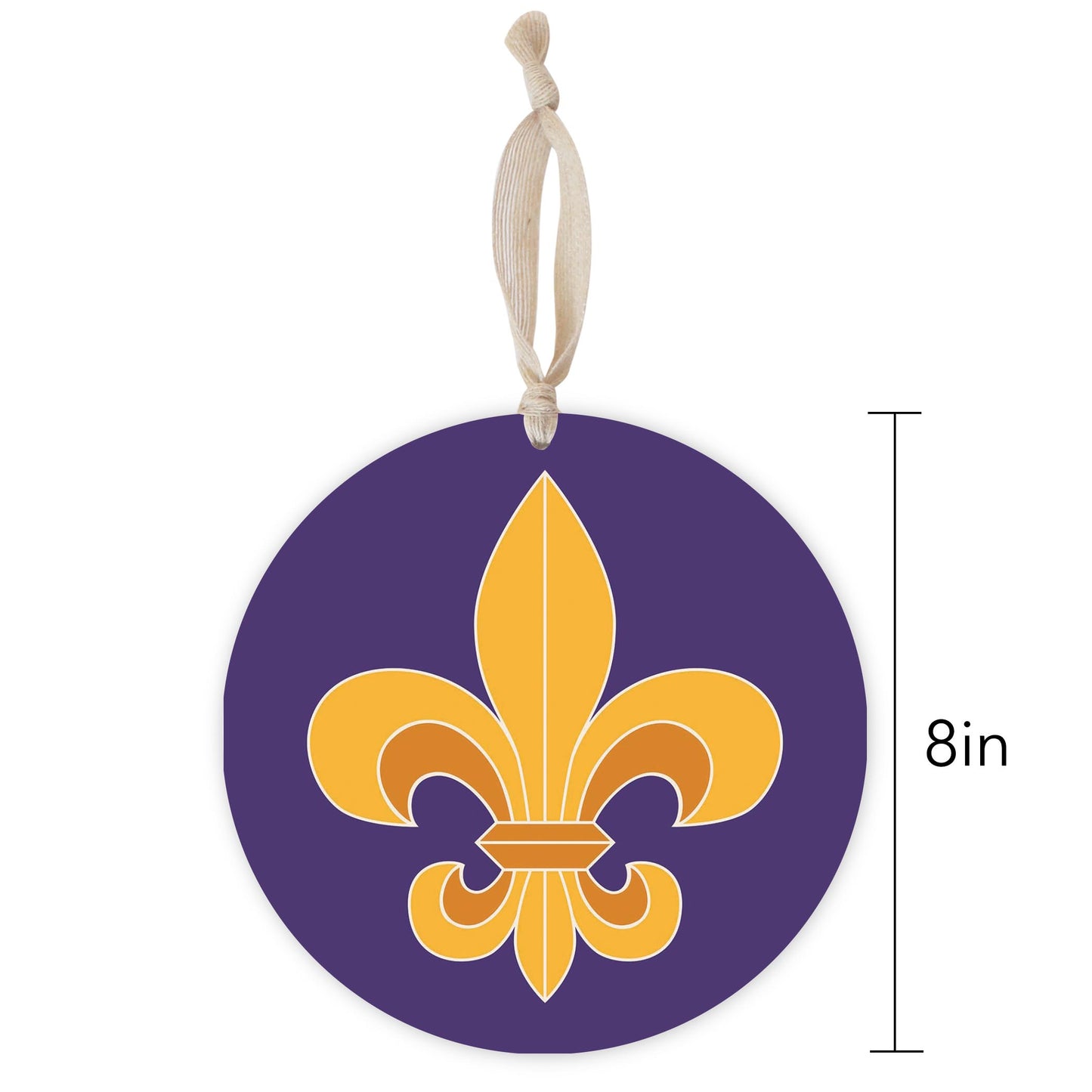 Purple Gold Louisiana Fleur De Lis | Wood Ornament | Eaches | Min 1