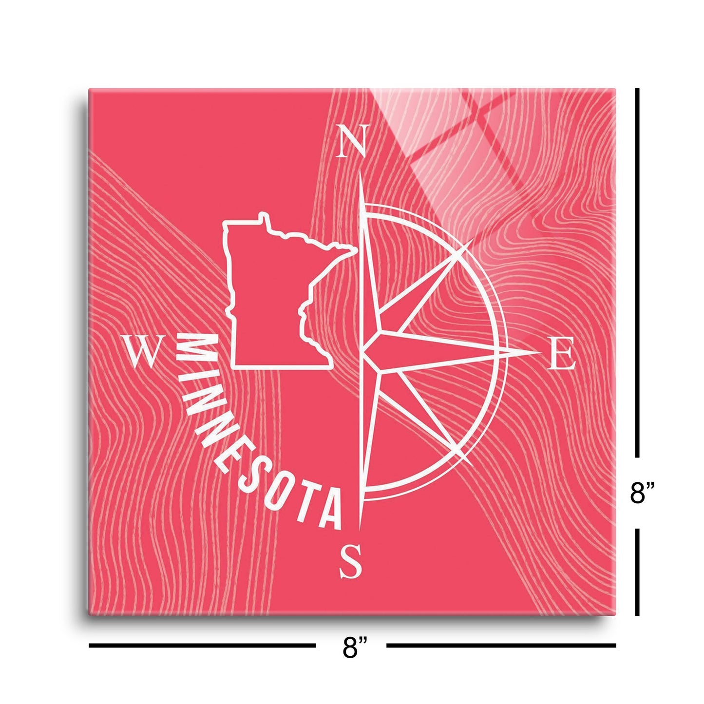 Boho Color Compass State On Pink Minnesota | Hi-Def Glass Art | Eaches | Min 2