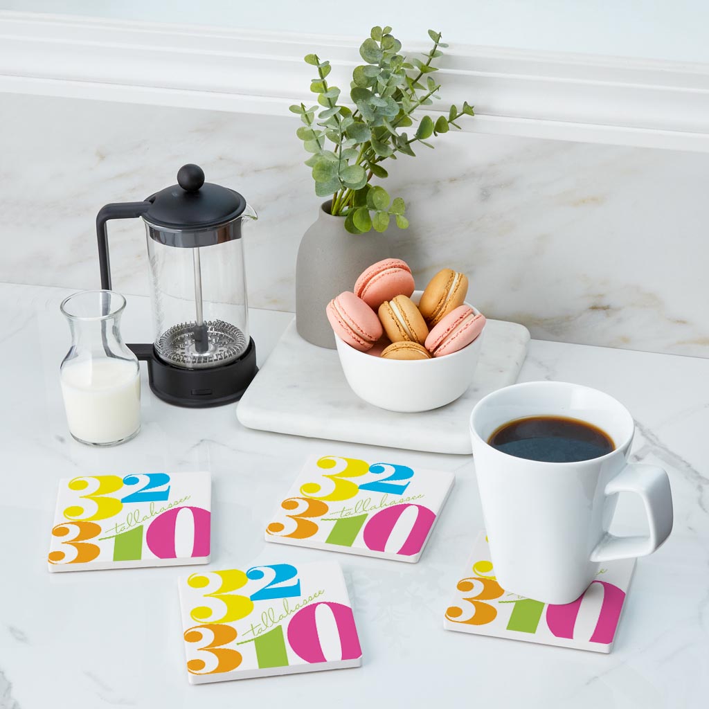 Bright Modern Color Block City Zip Florida Tallahassee | Absorbent Coasters | Set of 4 | Min 2