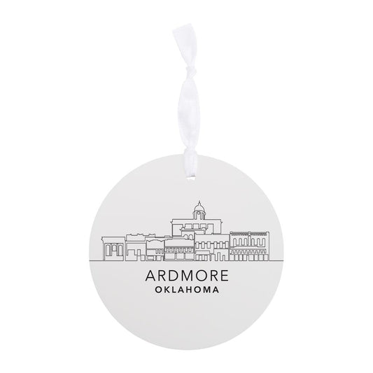 Minimalistic B&W Ardmore Ok Skyline| Wood Ornament | Eaches | Min 6