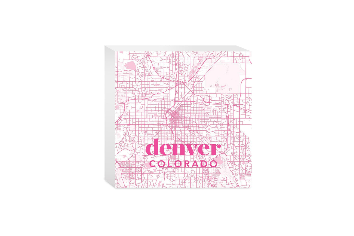 Bright Modern Pink Map Colorado Denver | Wood Block | Eaches | Min 4