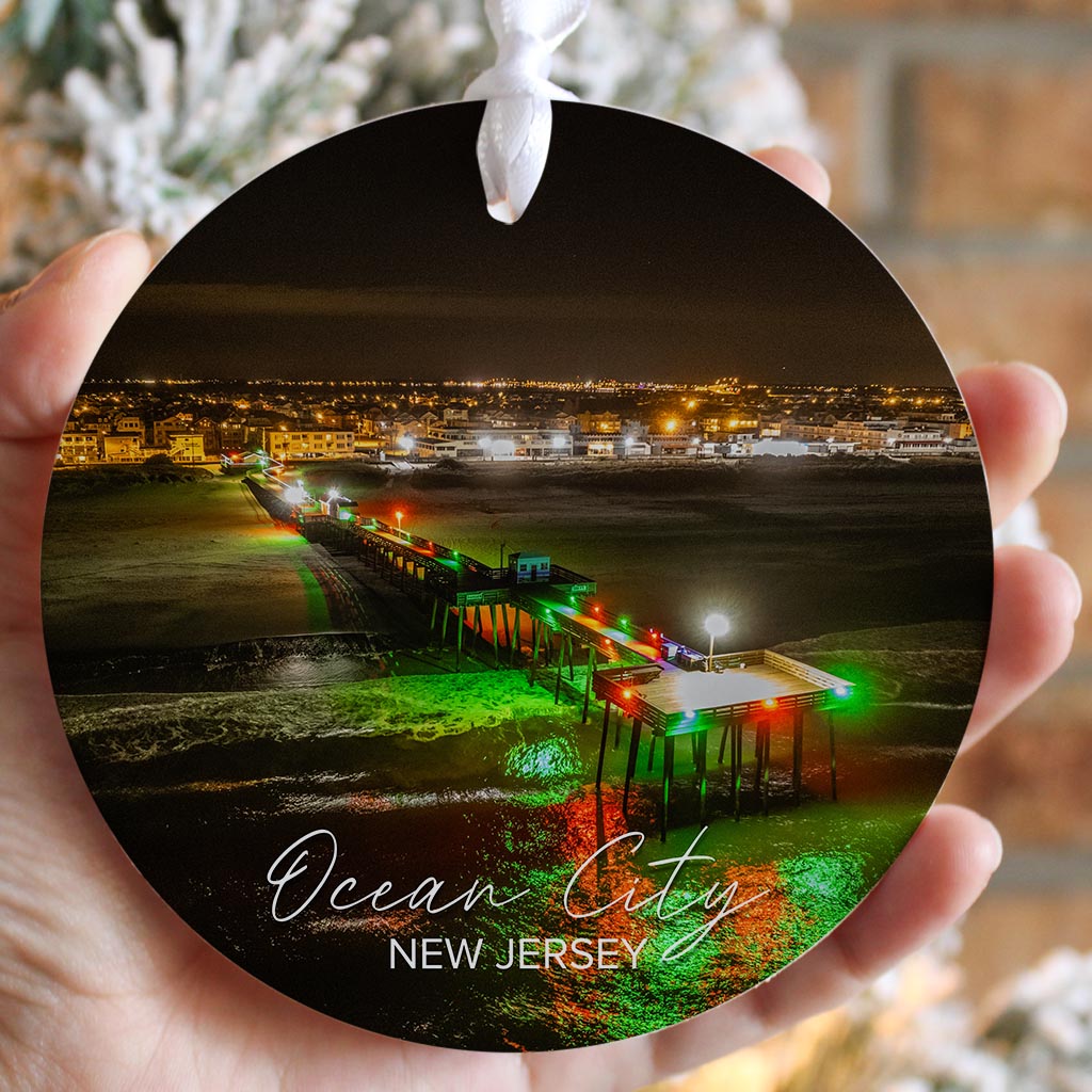 OCNJ Fishing Pier Christmas Ornament| Wood Ornament | Eaches | Min 6