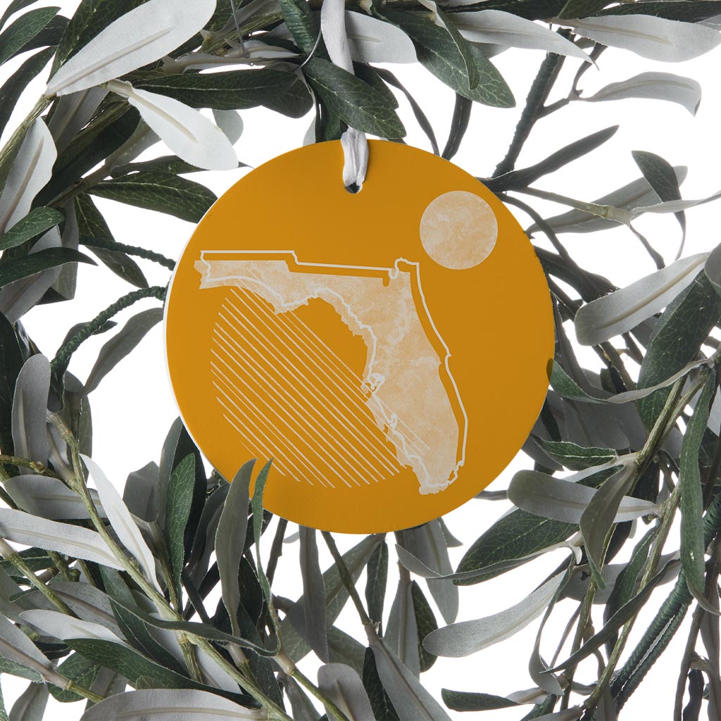 Bright Modern Geometric On Orange Florida| Wood Ornament | Eaches | Min 6