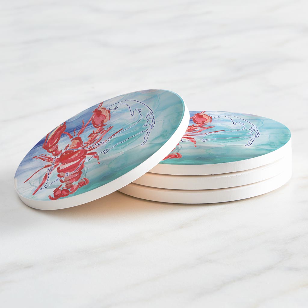 Watercolor Lobster | Absorbent Coasters | Set of 4 | Min 2