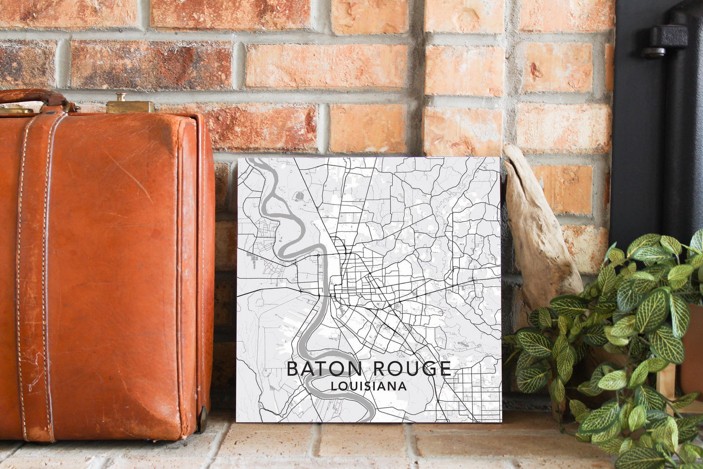 Minimalistic Baton Rouge White Map | Wood Sign | Eaches | Min 2