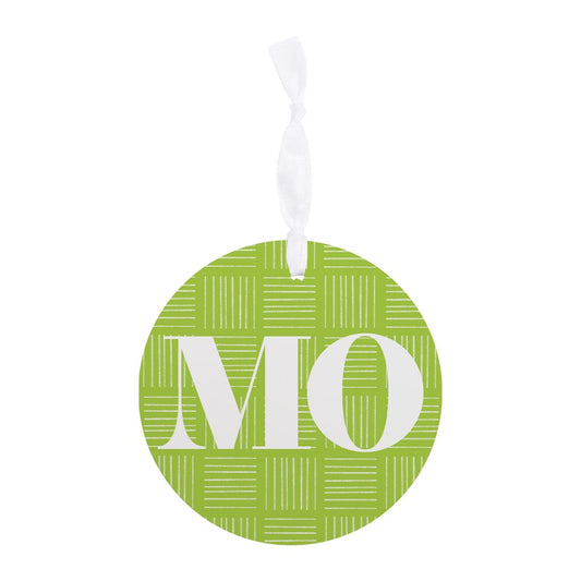 Bright Modern Abbreviated On Green Missouri | Wood Ornament | Eaches | Min 6