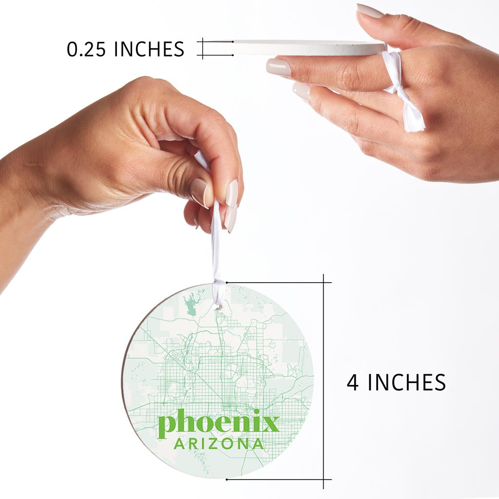 Bright Modern Green Map Arizona Phoenix | Wood Ornament | Eaches | Min 6