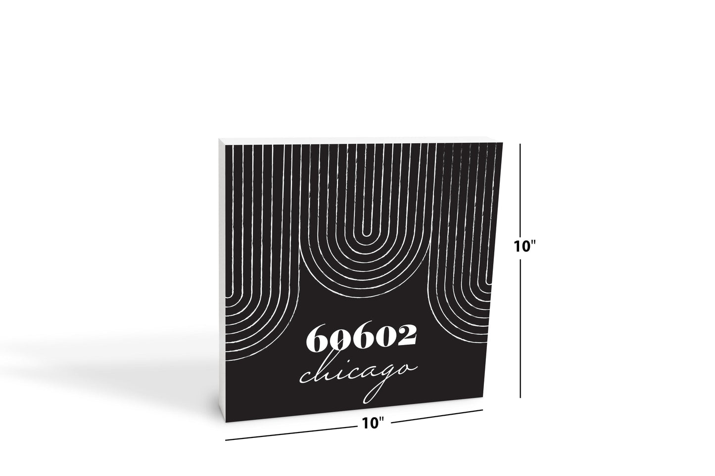 Black And White City Zip On Black Illinois Chicago | Wood Block | Eaches | Min 2