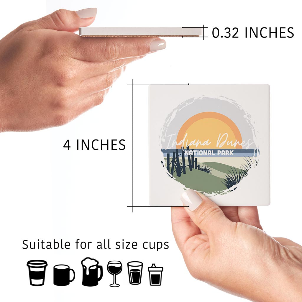 Indiana Dunes Round Beach Scene | Absorbent Coasters | Set of 4 | Min 2