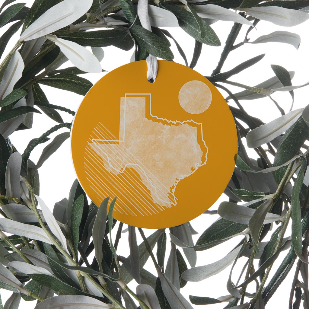 Bright Modern Geometric On Orange Texas| Wood Ornament | Eaches | Min 6