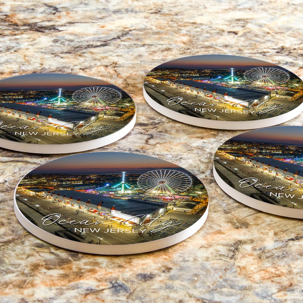 Neon Boardwalk Round Coaster | Absorbent Coasters | Set of 4 | Min 2