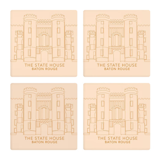 Minimalistic Baton Rouge State House Colorful | Absorbent Coasters | Set of 4 | Min 2