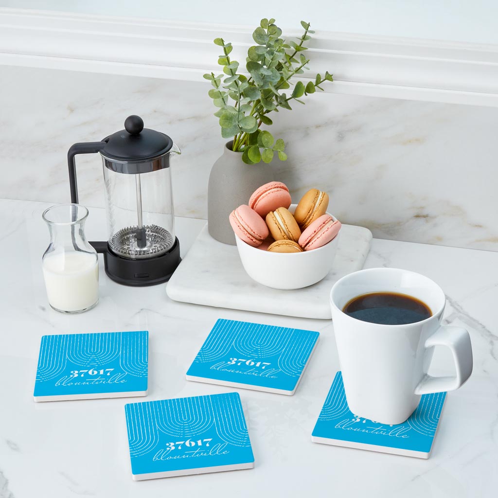 Bright Modern City Zip On Teal Tennessee Blountville | Absorbent Coasters | Set of 4 | Min 2