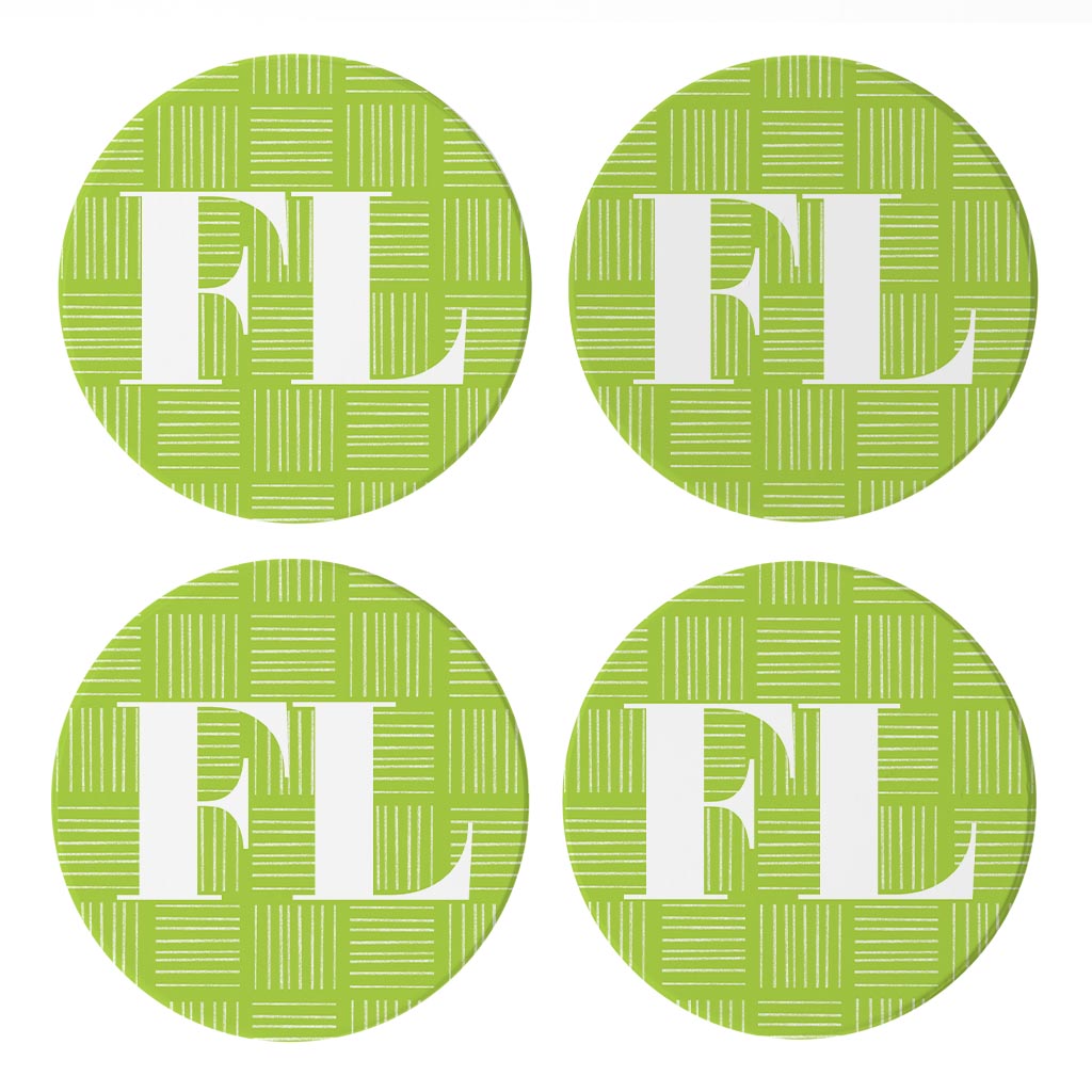 Bright Modern Abbreviated On Green Florida | Absorbent Coasters | Set of 4 | Min 2