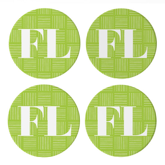 Bright Modern Abbreviated On Green Florida | Absorbent Coasters | Set of 4 | Min 2