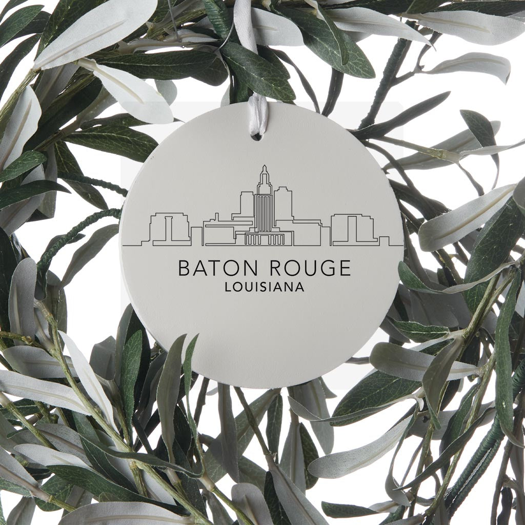 Minimalistic Baton Rouge Skyline | Wood Ornament | Eaches | Min 6