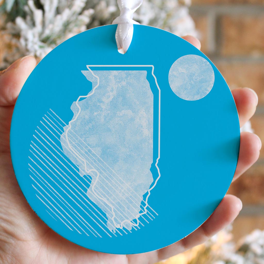 Bright Modern Geometric On Blue Georgia | Wood Ornament | Eaches | Min 6