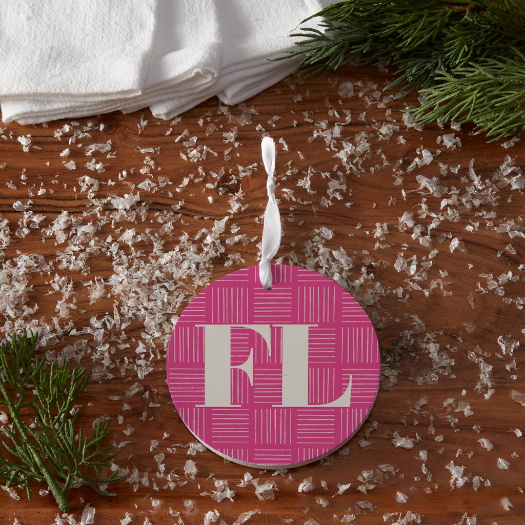 Bright Modern Abbreviated On Pink Florida| Wood Ornament | Eaches | Min 6