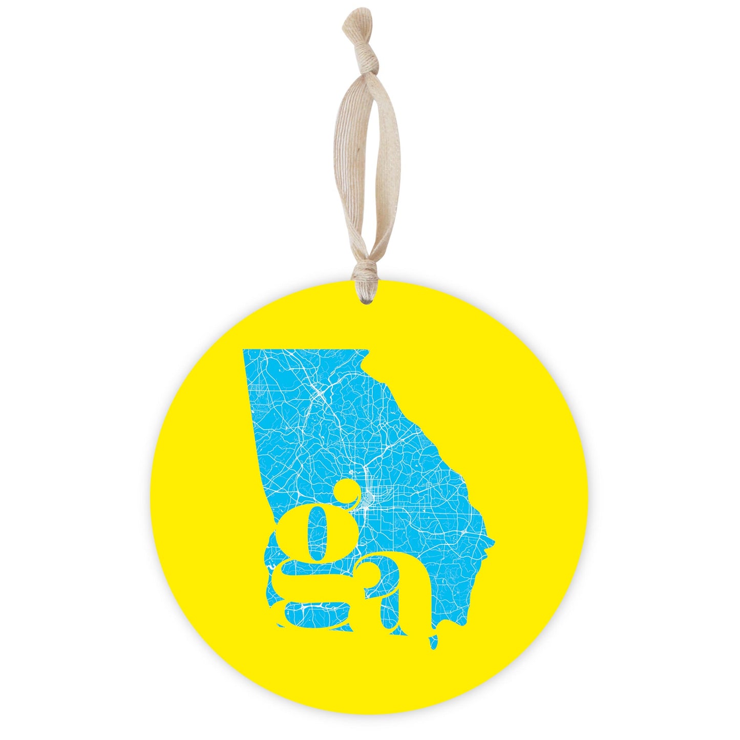 Bright Modern Abbreviated State Yellow Georgia | Wood Ornament | Eaches | Min 1