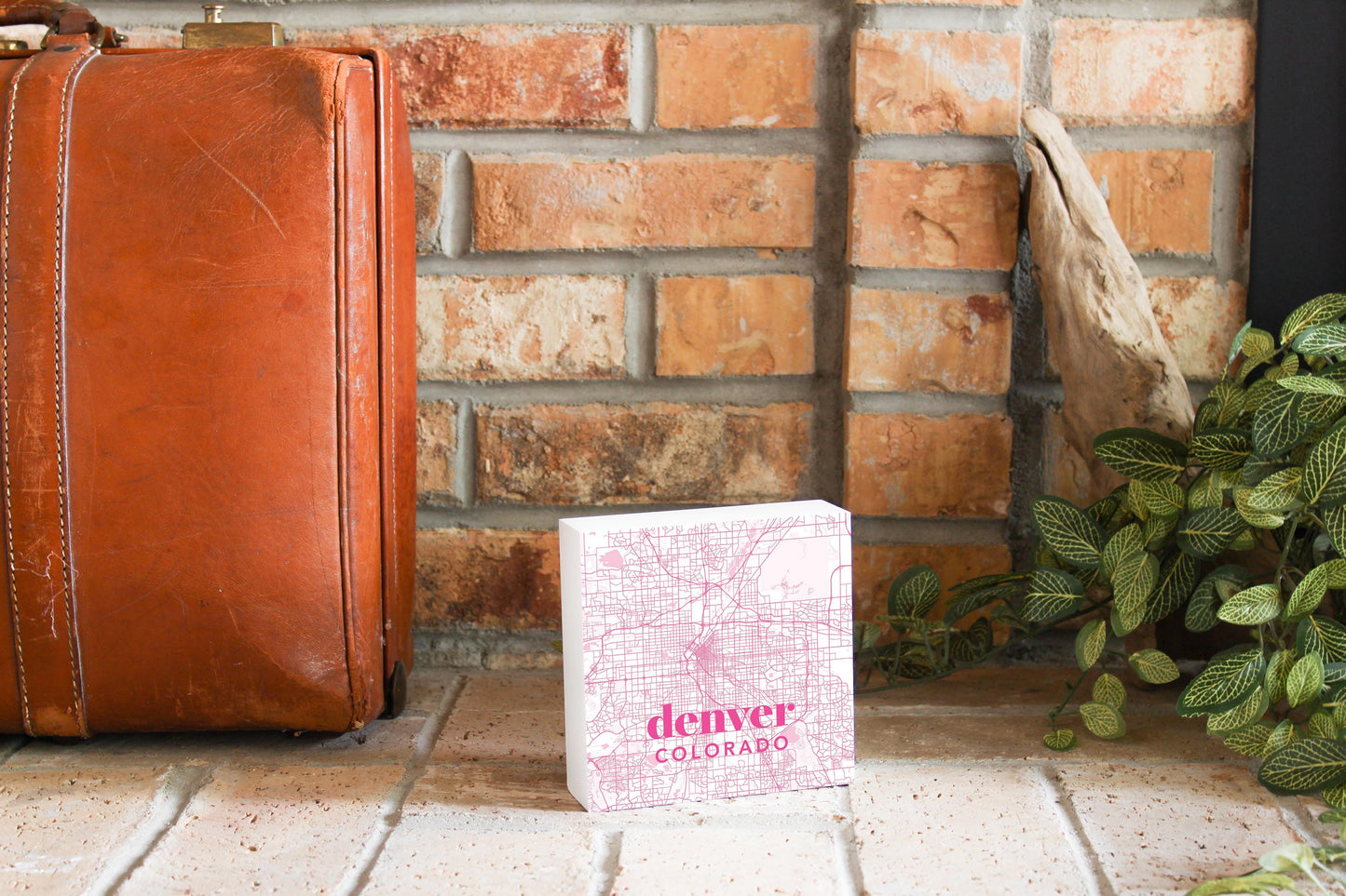 Bright Modern Pink Map Colorado Denver | Wood Block | Eaches | Min 4