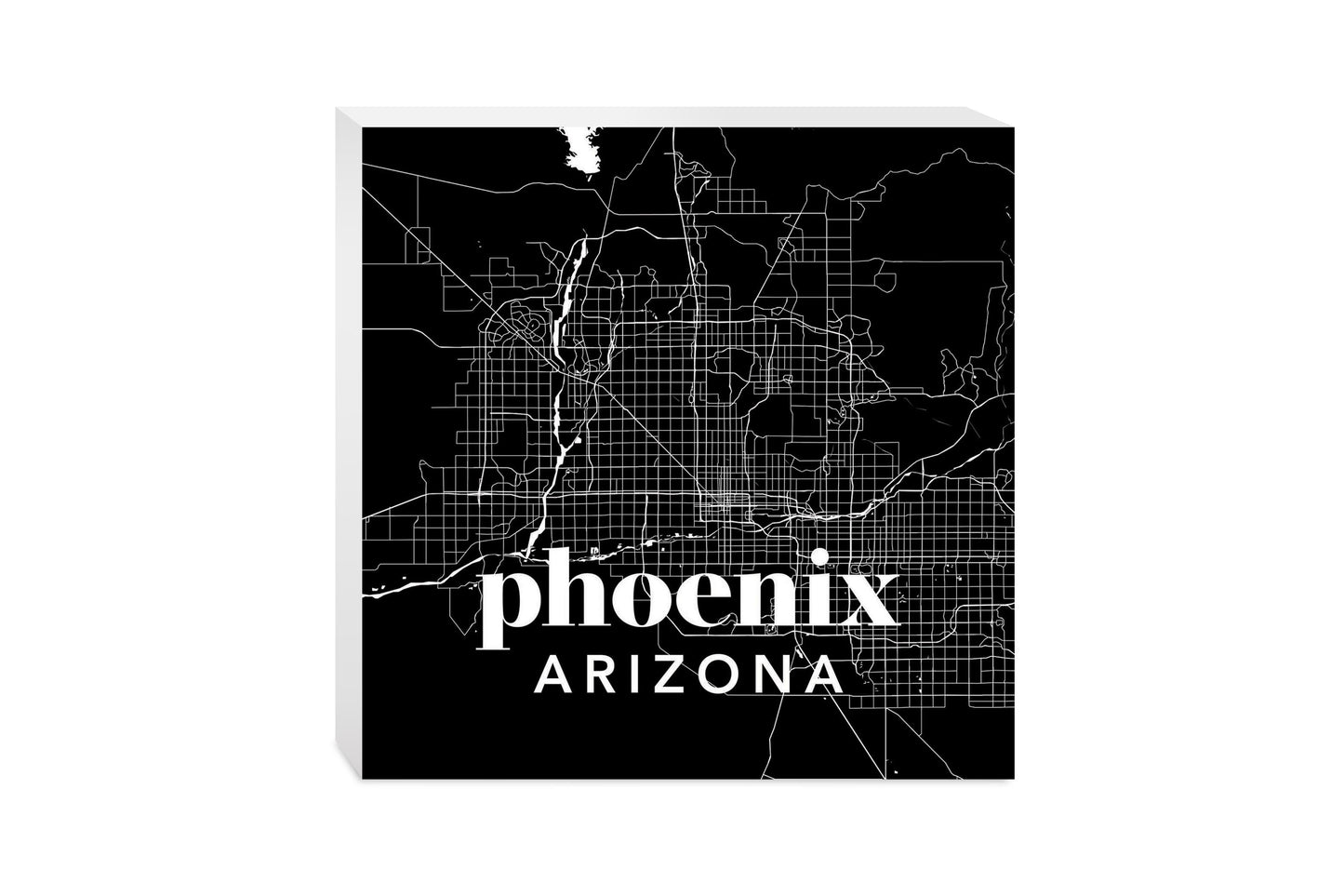 Black And White Black Map Arizona Phoenix | Wood Block | Eaches | Min 2