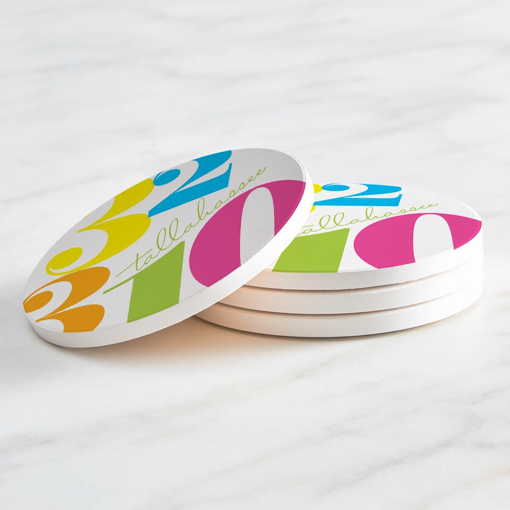 Bright Modern Color Block City Zip Florida Tallahassee | Absorbent Coasters | Set of 4 | Min 2