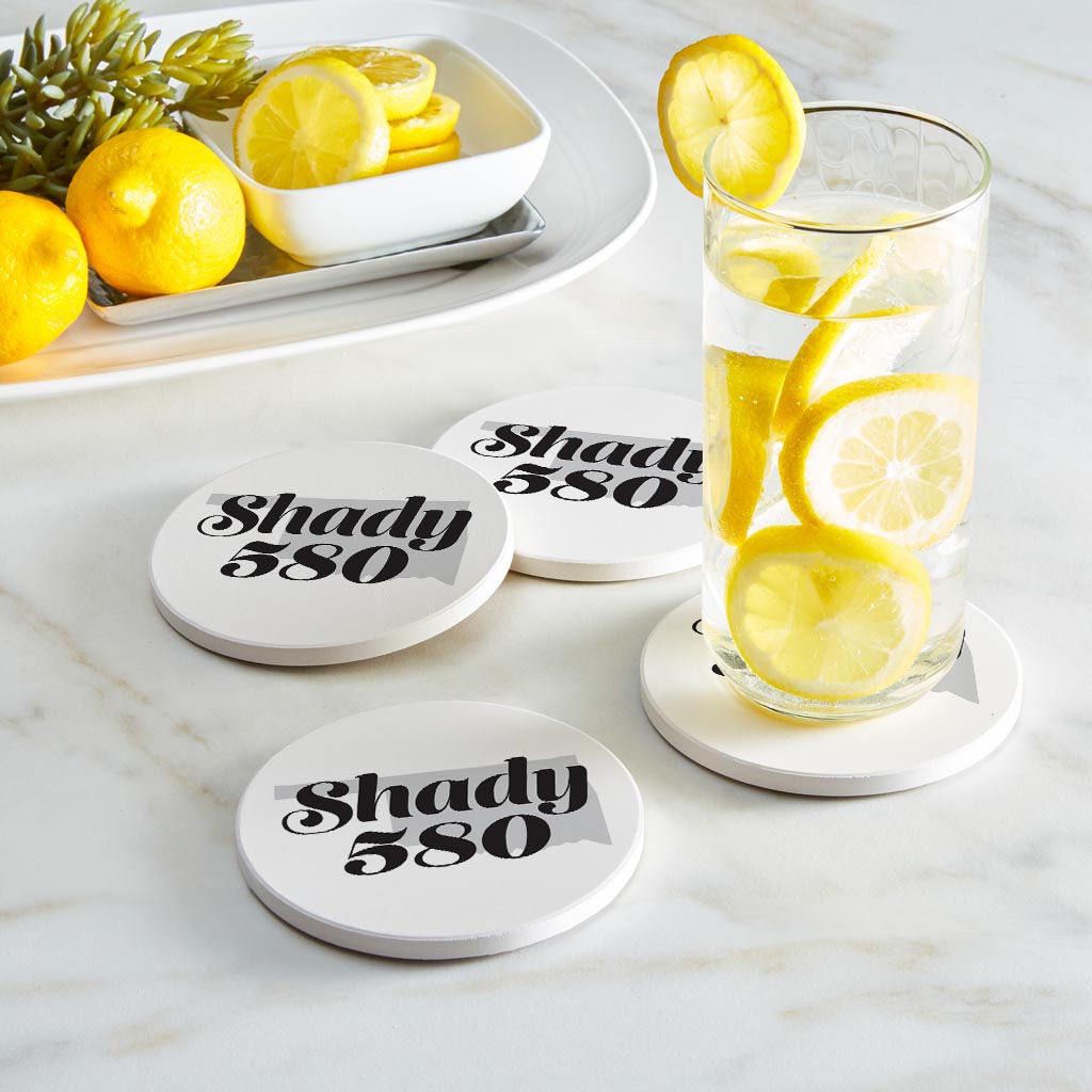 Minimalistic B&W Ardmore Ok Shady 580 White| Absorbent Coasters | Set of 4 | Min 2