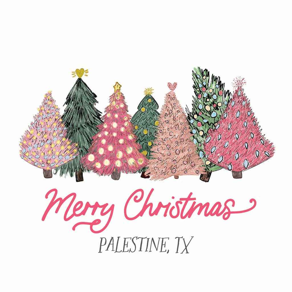 4" Round Ornament-Pink Trees Palestine, TX -5