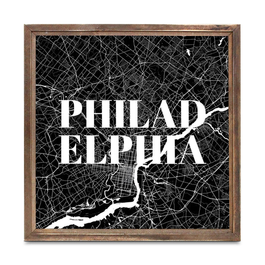 Minimalistic B&W Pennsylvania Philadelphia Map | Wood Sign | Eaches | Min 1