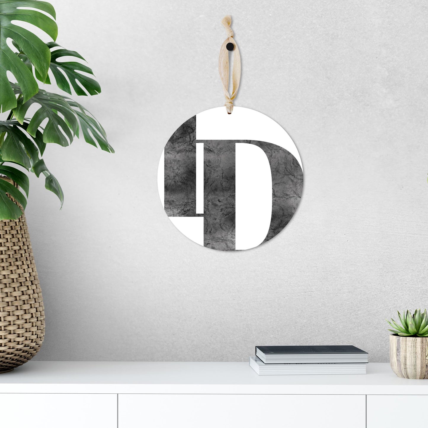 Minimalist B&W Idaho White Initials | Wood Ornament | Eaches | Min 1