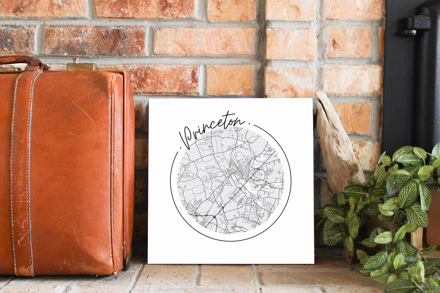 Minimalistic B&W New Jersey Princeton Circle Map | Wood Sign | Eaches | Min 2