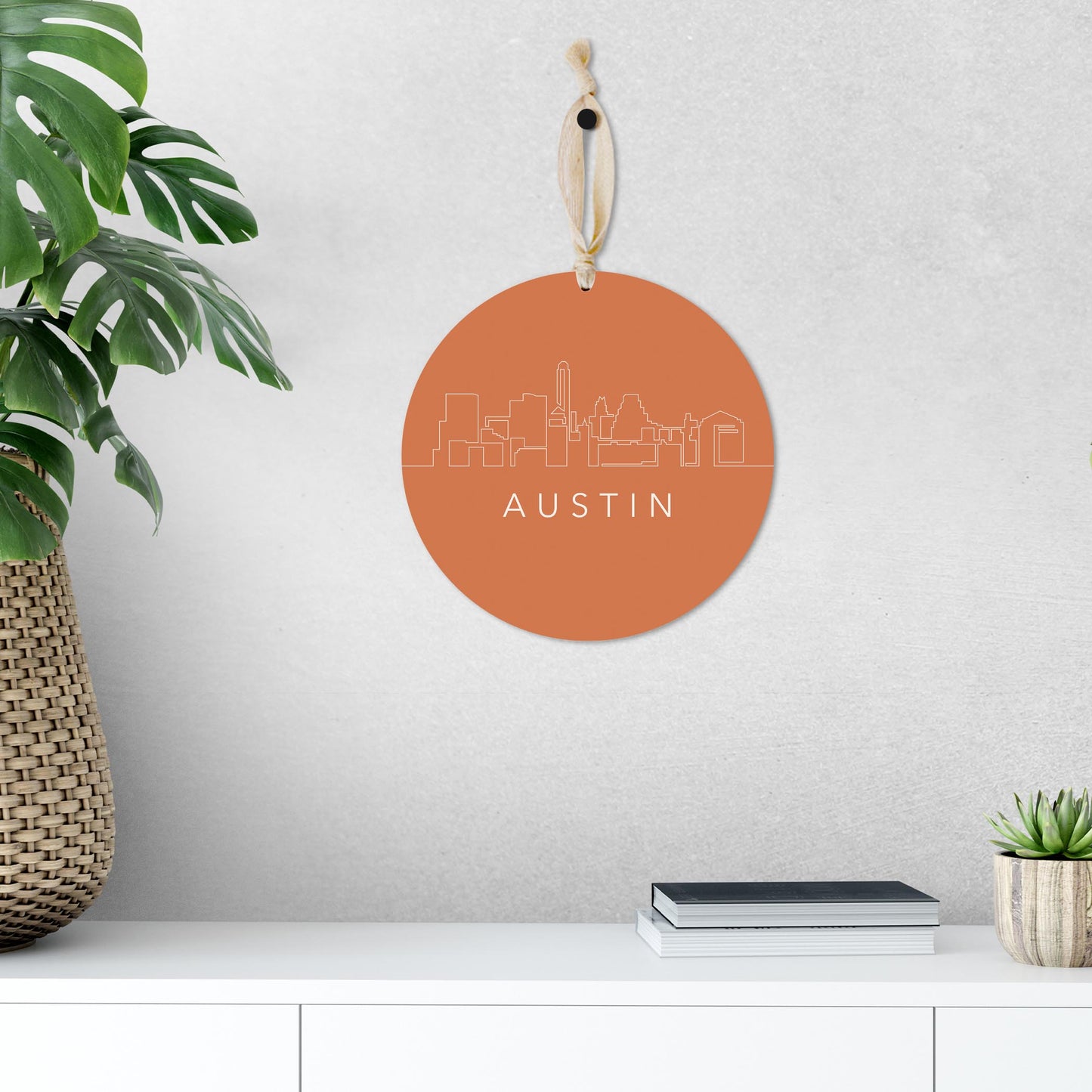 Modern Minimalist Texas Austin Skyline | Wood Ornament | Eaches | Min 1