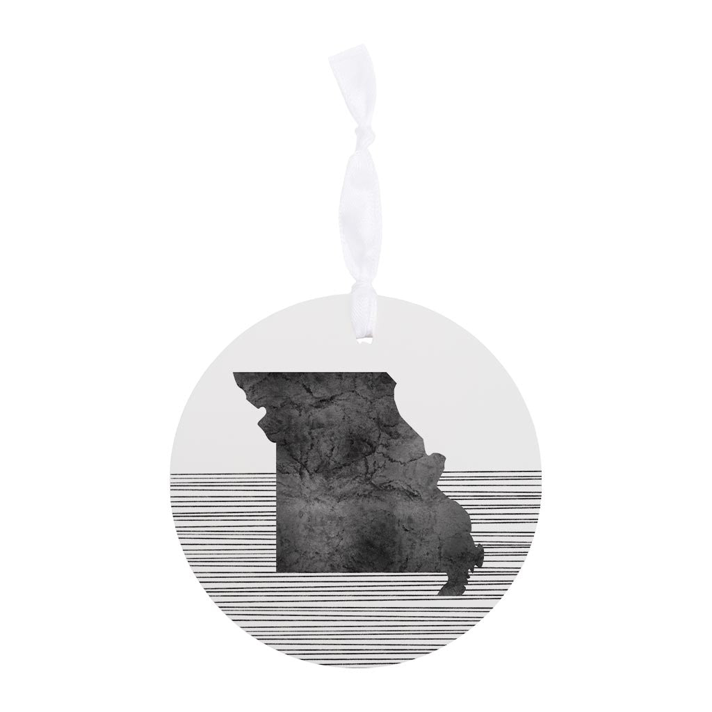 Minimalist B&W Missouri State With Straight Lines| Wood Ornament | Eaches | Min 6