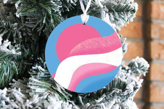 Transgender Vintage Pride Moon Waves| Wood Ornament | Eaches | Min 6