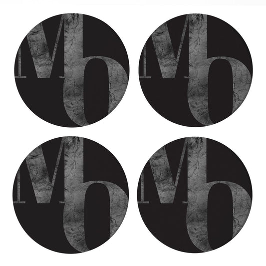 Minimalist B&W Missouri Black Initials | Absorbent Coasters | Set of 4 | Min 2